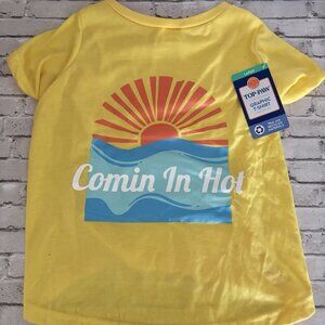 Top Paw “Comin In Hot” Yellow Dog Shirt Size Large NWT